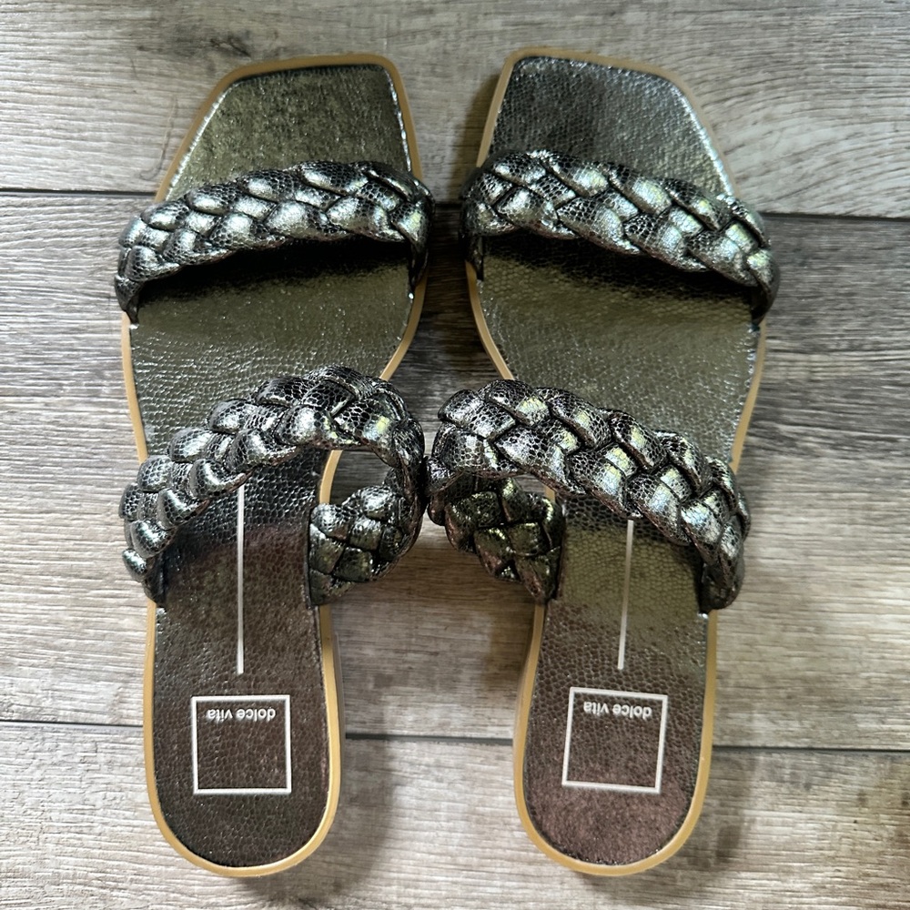 Dolce Vita Metallic Pewter Braided Sandals